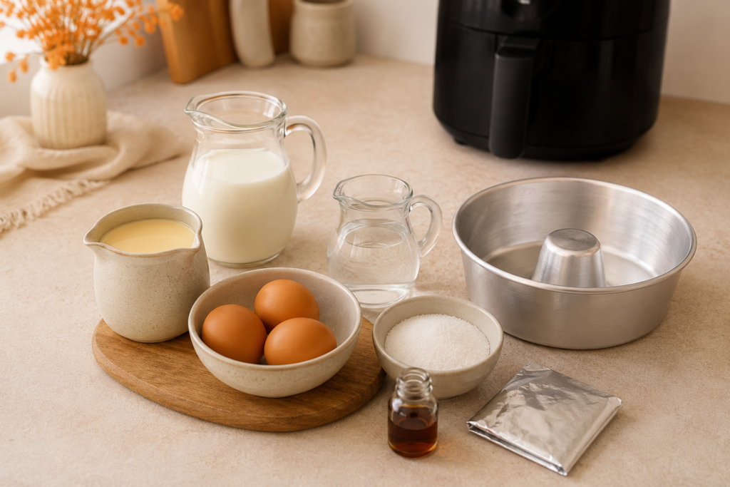 Ingredientes para fazer pudim na air fryer
